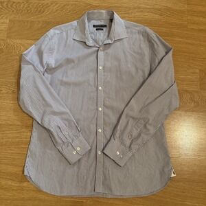 John Varvatos USA Shirt Mens 16.5-34/35 Slim Fit Purple Plaid Long Sleeve Preppy